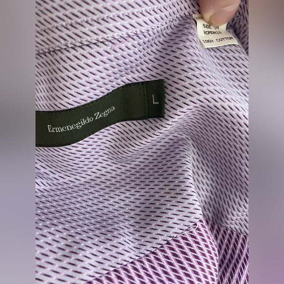 Ermenegildo Zegna Designer Mens Lavender Button Down Luxury Shirt - Picture 5 of 6